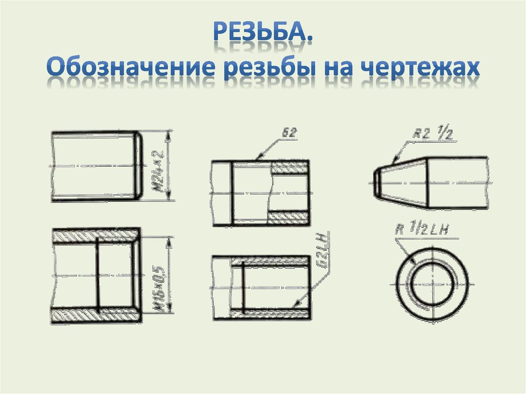 РЕЗЬБА. Обозначение резьбы на чертежах