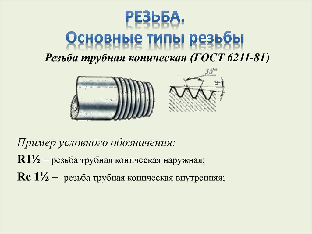 Трубная коническая резьба. Резьба Трубная коническая ГОСТ 6211-81. Резьба r1/2 ГОСТ 6211-81 резьба Трубная. ГОСТ 6211-81 резьба коническая дюймовая. Резьба Трубная коническая RC 1/2.