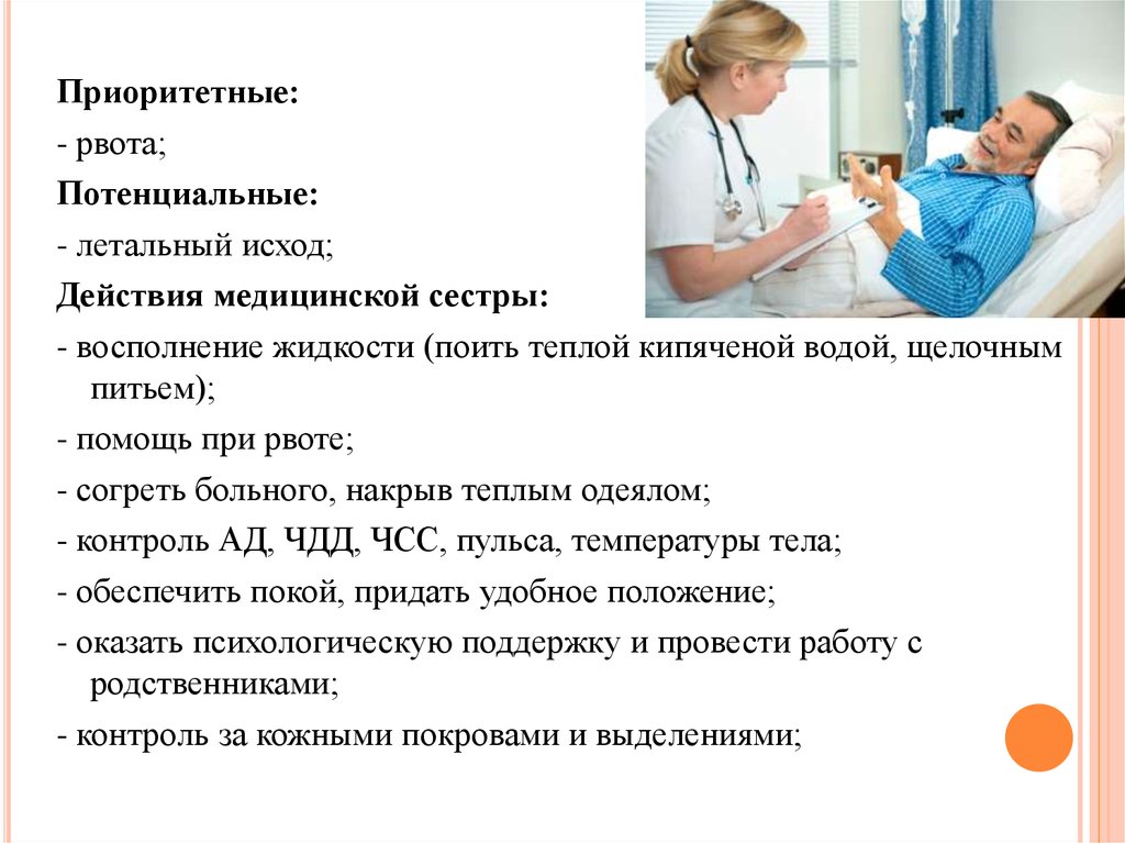 Рвота у больных. Действия медицинской сестры. Проблемы пациента при рвоте. Приоритетные проблемы пациента при рвоте. Оказание помощи при рвоте.