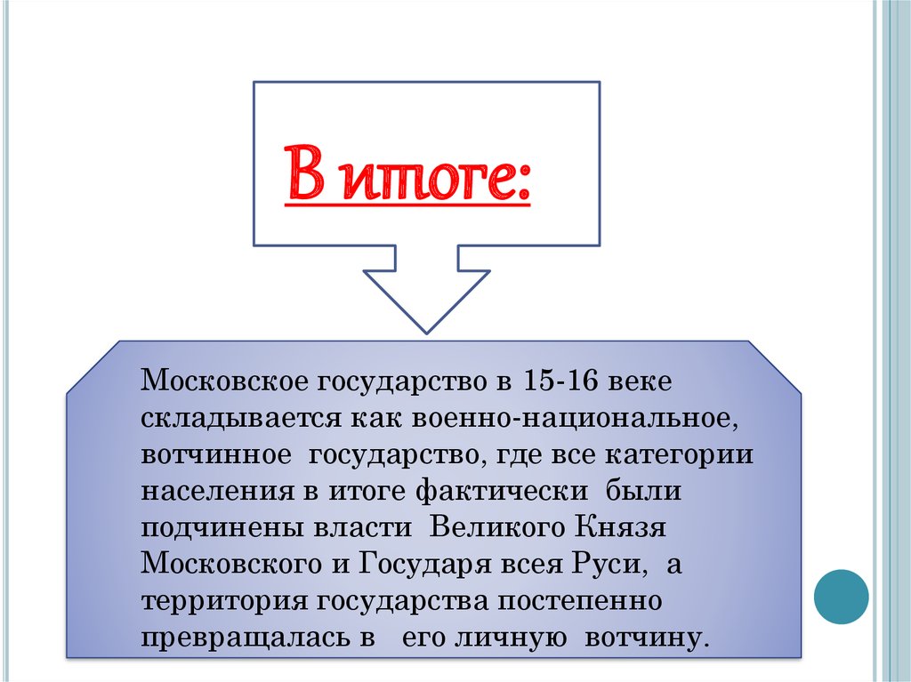 Заключение в московском государстве