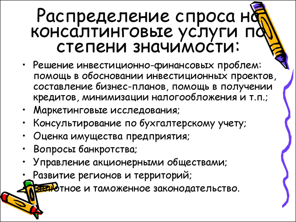 Распределение спроса. Распределение по степени важности.