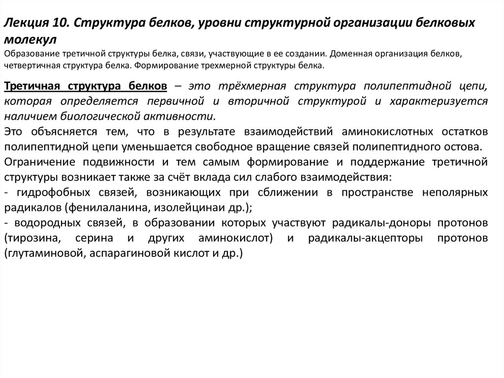 Уровни белков. Уровни структурной организации полисахаридов. Доменная организация белков. Доменная организация белковых молекул.