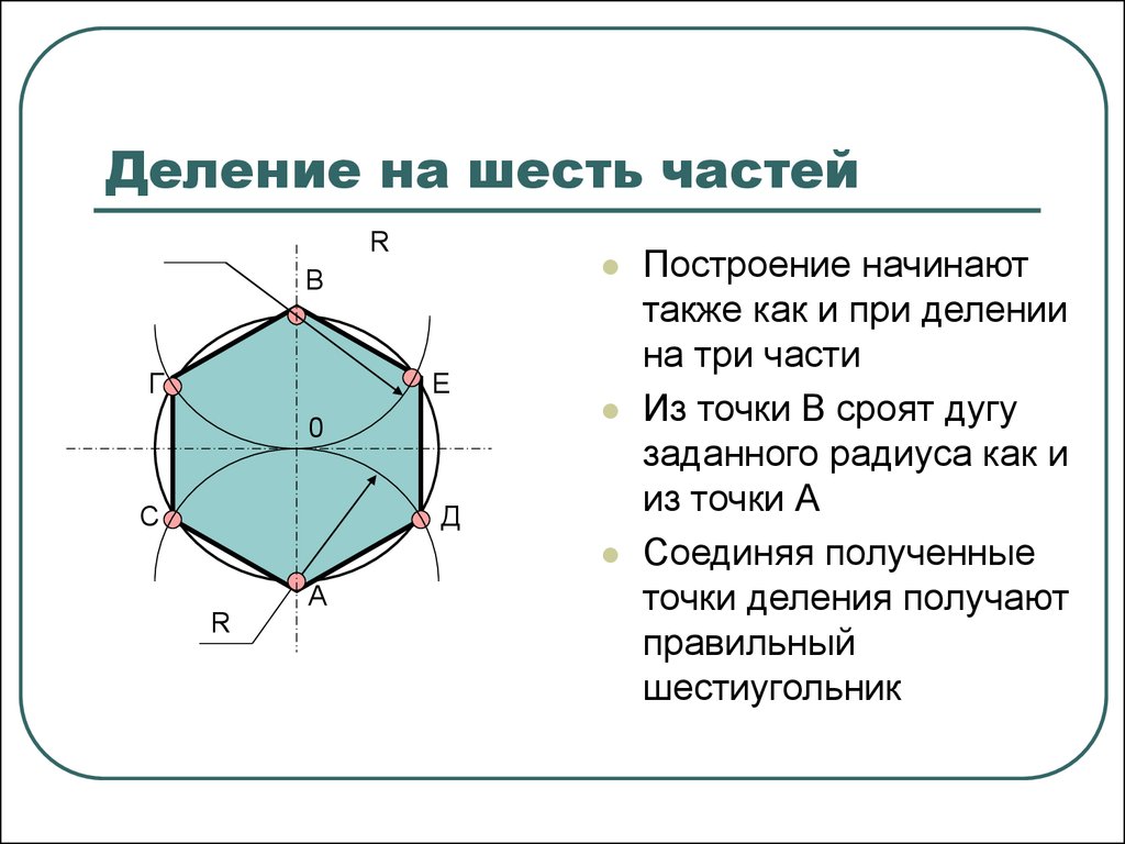 Деление на 6. Деление на части. Деление окружности на равные части. Уклон. Конусность.. Разделить окружность заданного радиуса на 3 равные части,. Черчение разделить линии на части.