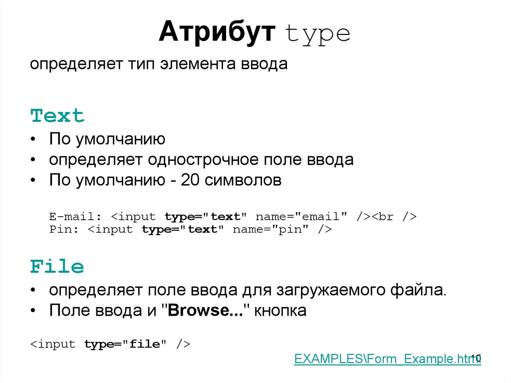 Атрибут type html