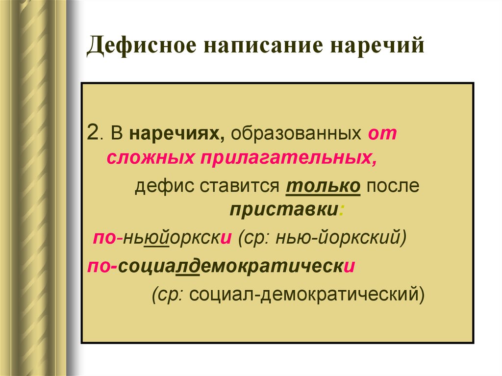 Дефисное написание наречий картинки