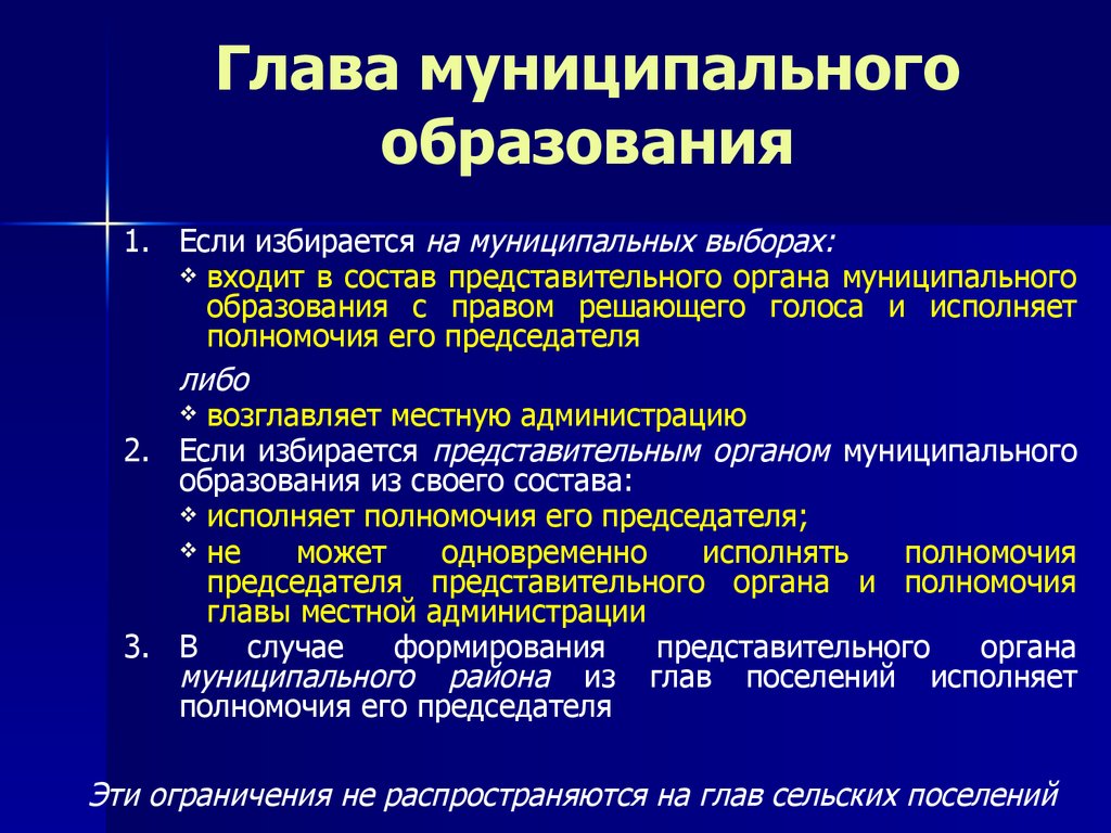 Порядок избрания главы муниципального образования презентация