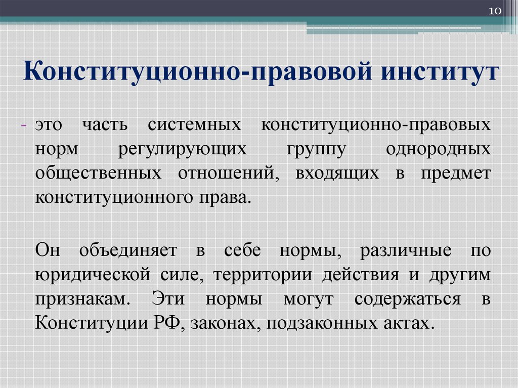 Конституционно правовые нормы и отношения презентация