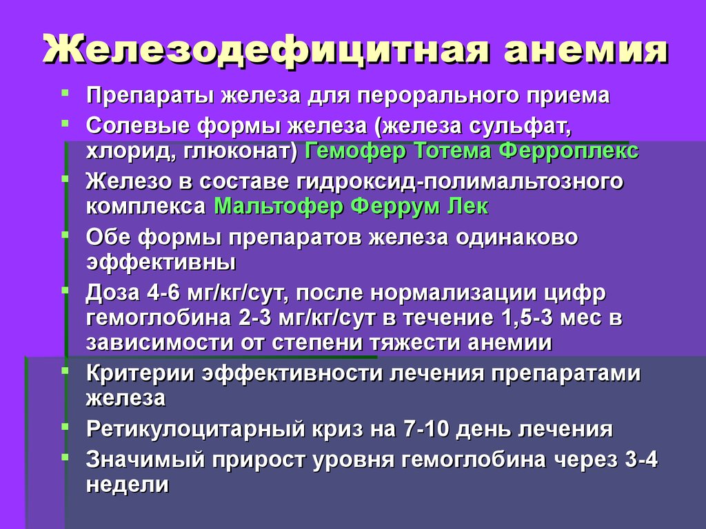 Дефицитные анемии презентация