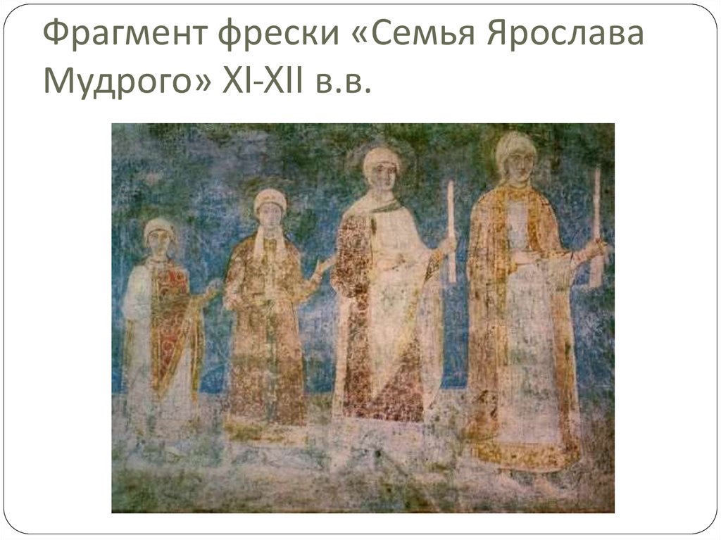 Фрагмент фрески «Семья Ярослава Мудрого» XI-XII в.в.
