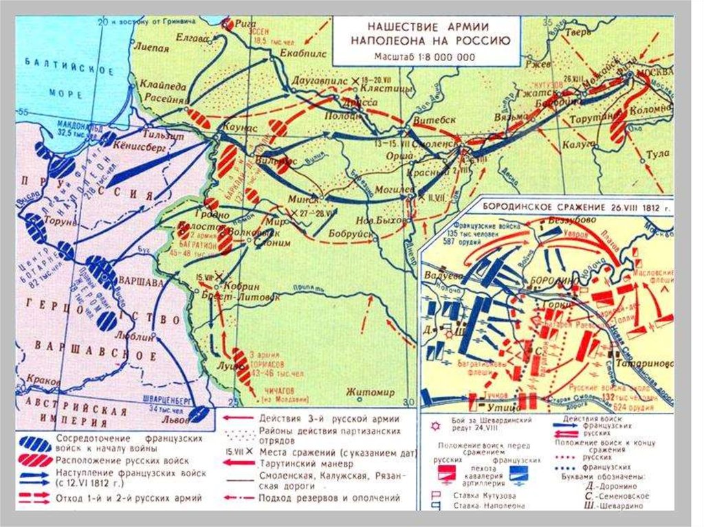 Карта наступления наполеона