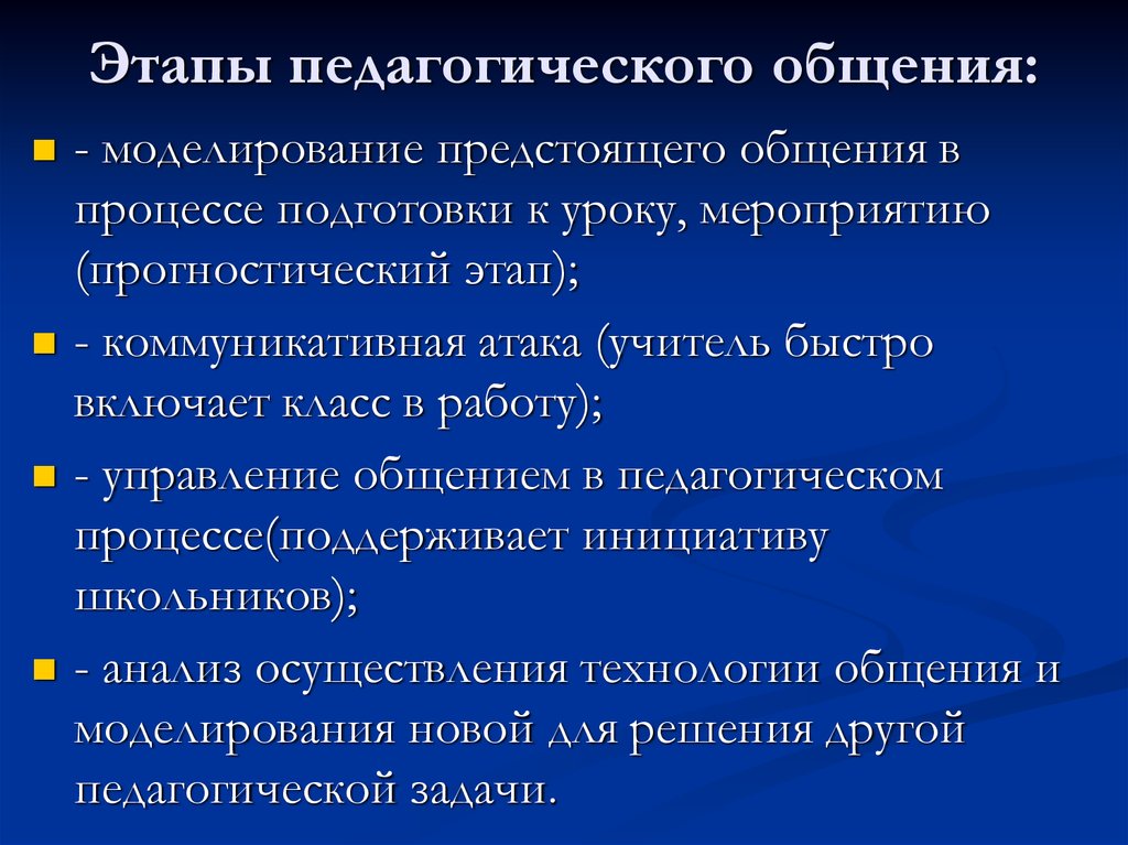 Этапы общения. Этапы реализации педагогического общения. Перечислите четыре этапа педагогического общения. Этапы организации педагогического общения. Этапы структуры педагогического общения.