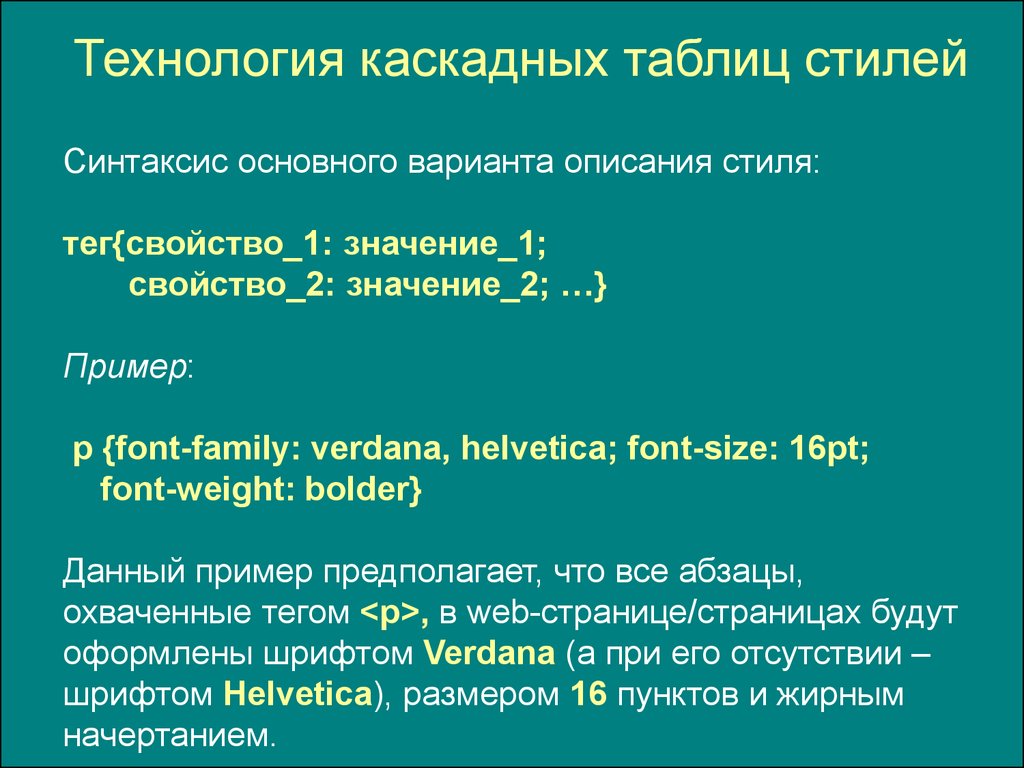 Точная р. Технология каскадной таблицы стилей. Каскадные таблицы.