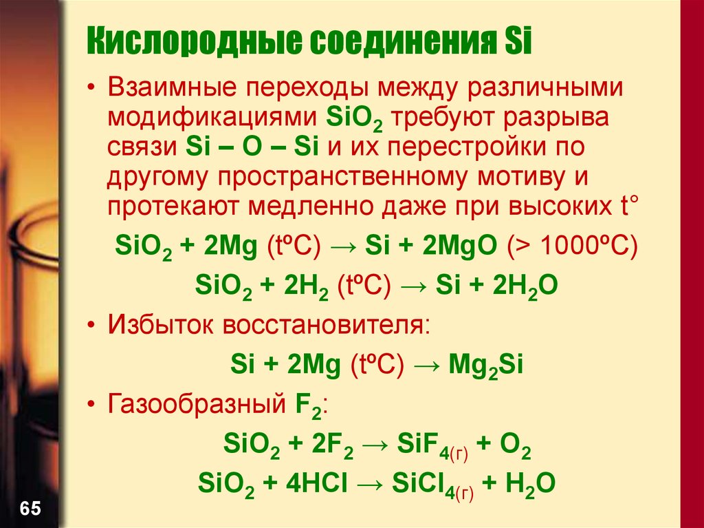 Кислородные соединения Si