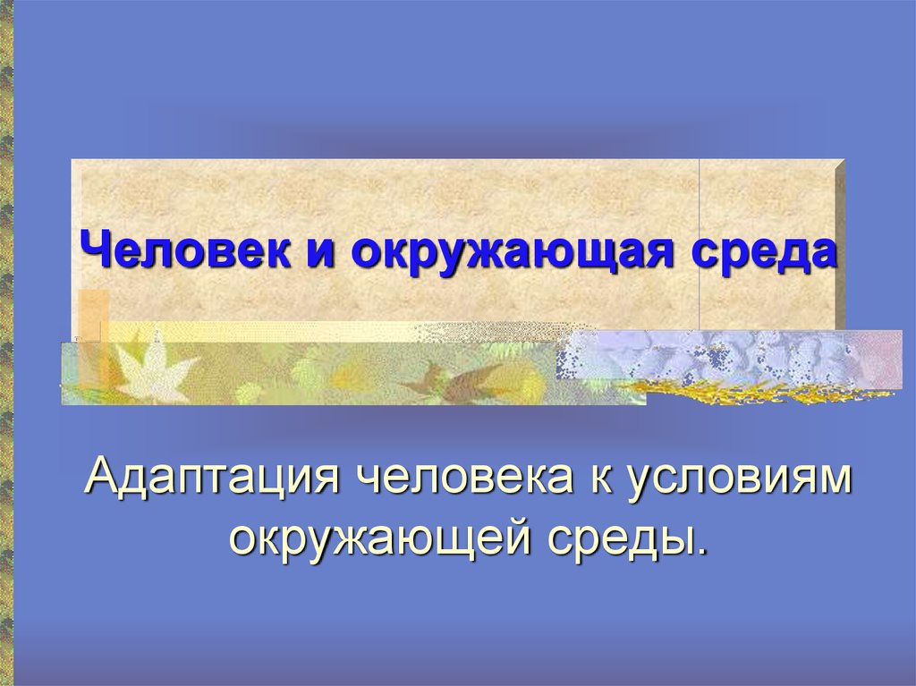 Ком условиям. Адаптация человека к условиям стихийных бедствий. Нормальные условия окружающей среды.