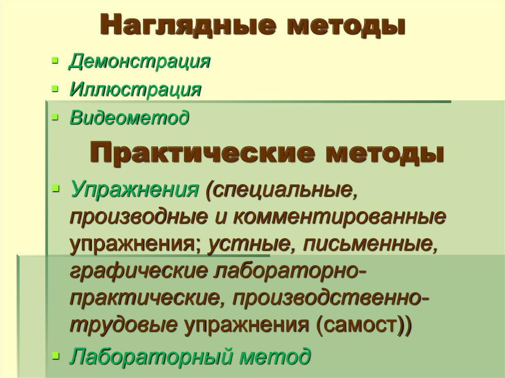 Приемы относящиеся к наглядному методу