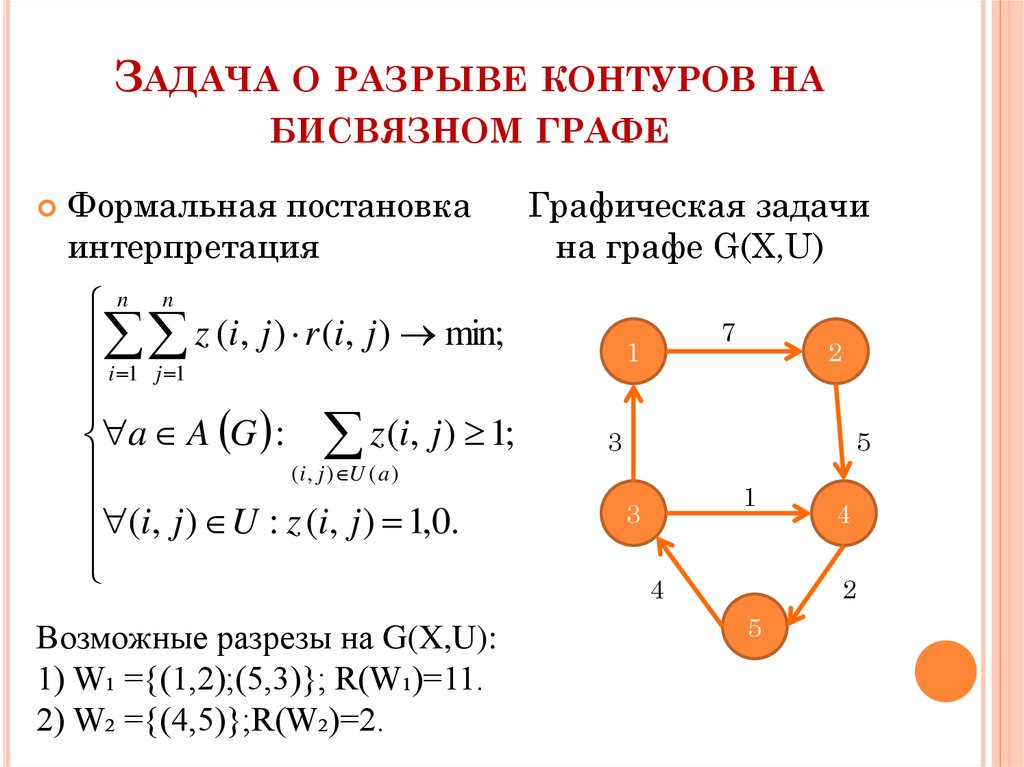 Найти минимальный разрез графа