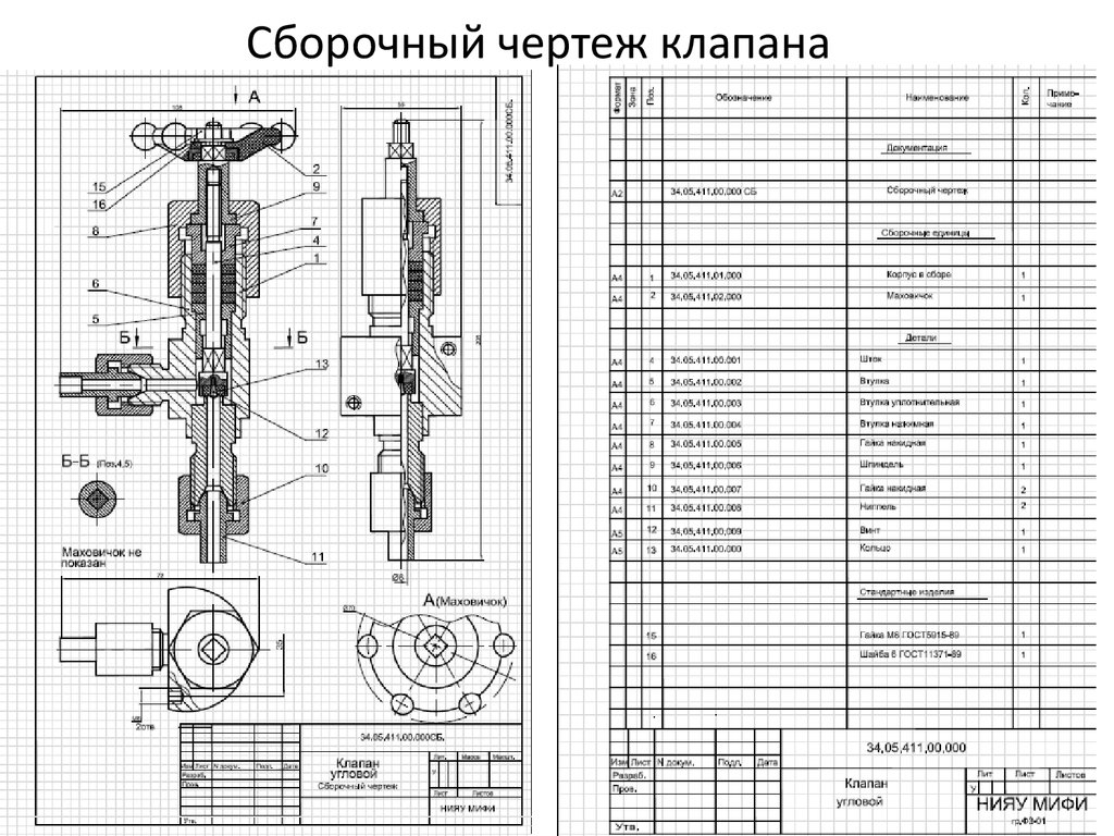 Все сведения о размерах стандартных изделий изображенных на сборочном чертеже можно получить