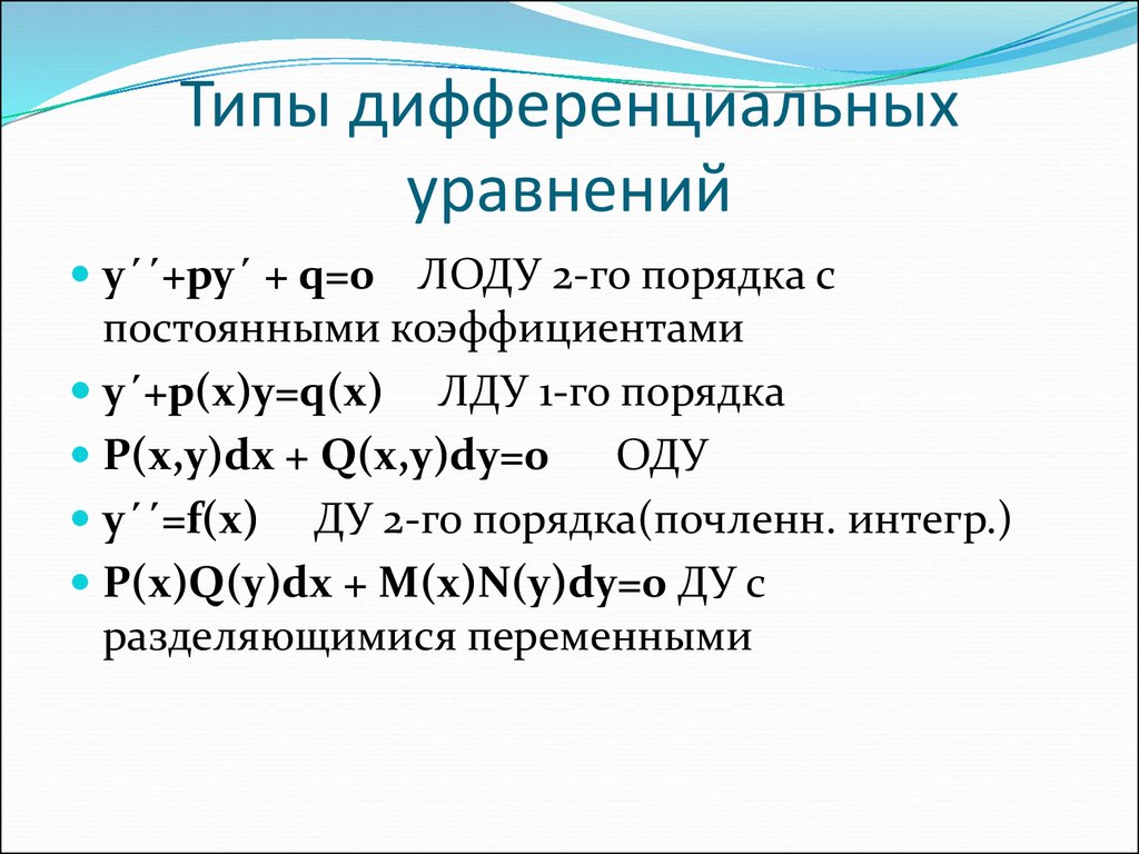 Дифференциальные уравнения в таблицах и схемах