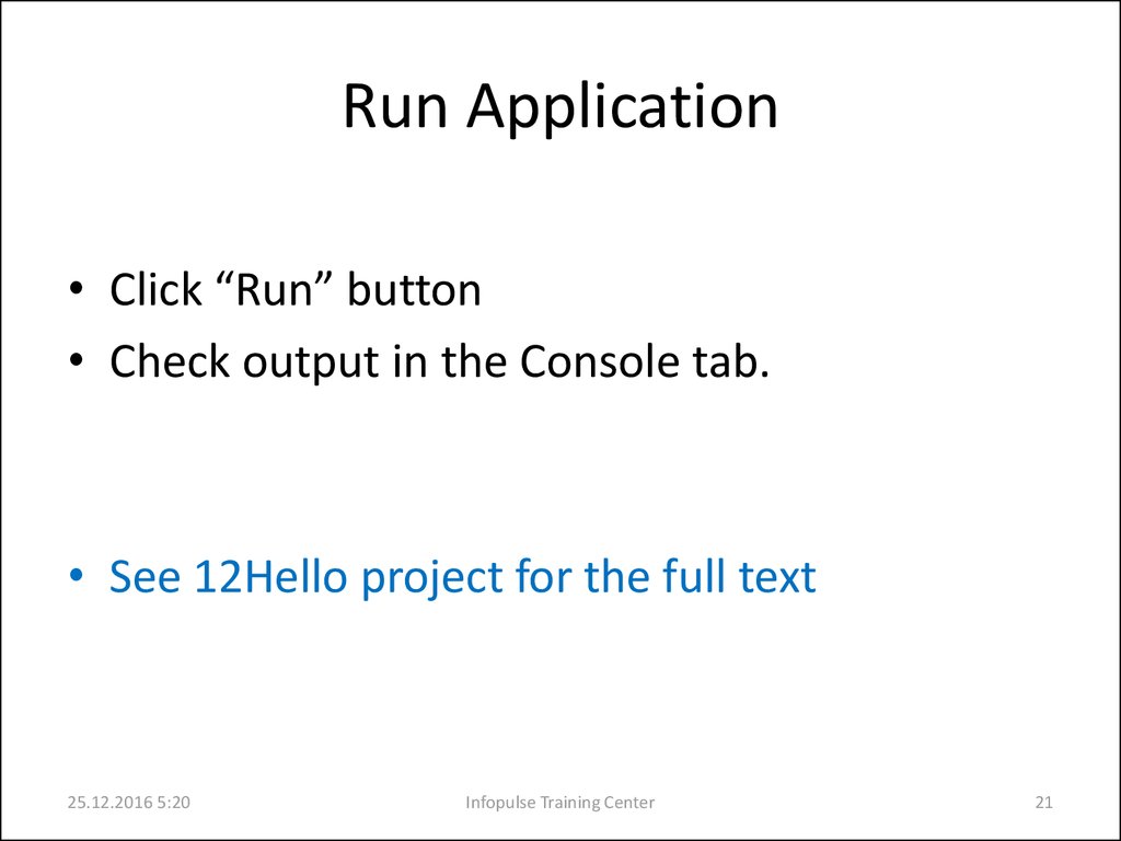 Application running