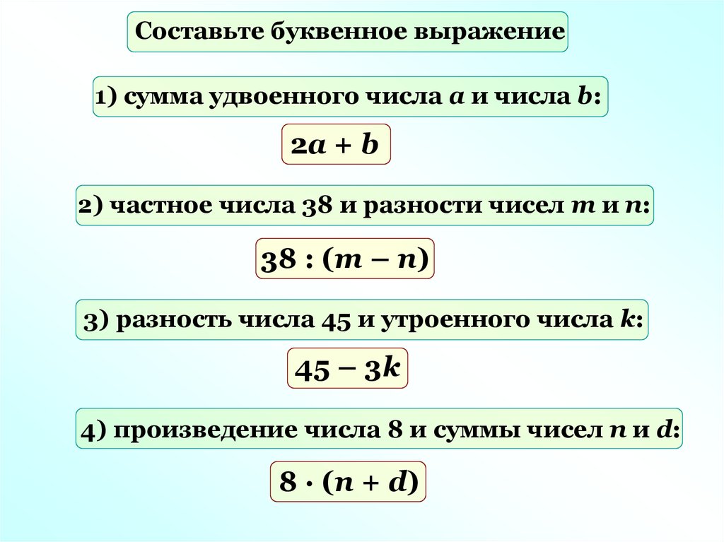 Числовые и буквенные выражения 6 класс презентация