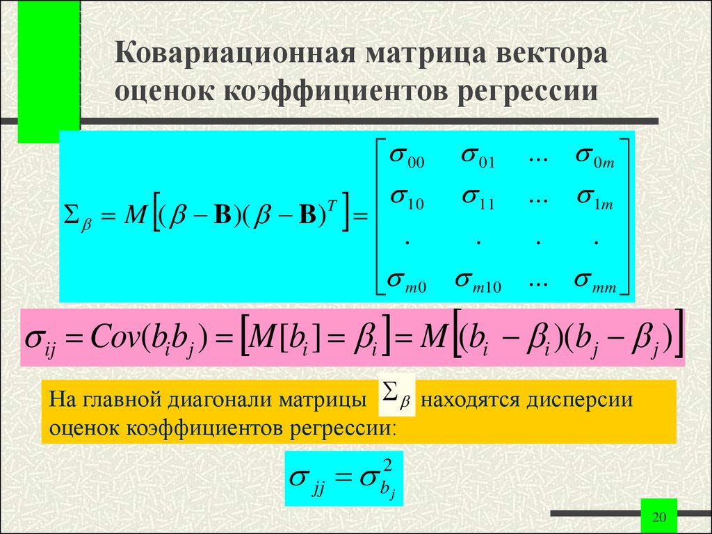 Матрица коэффициентов регрессии. Коэффициенты ковариационную матрицу. Ковариационная матрица оценок коэффициентов. Ковариационная матрица коэффициентов регрессии. Свойства ковариационной матрицы случайного вектора.