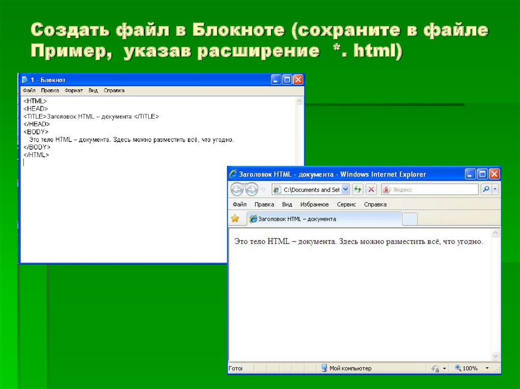 Создание сайтов с помощью html презентация