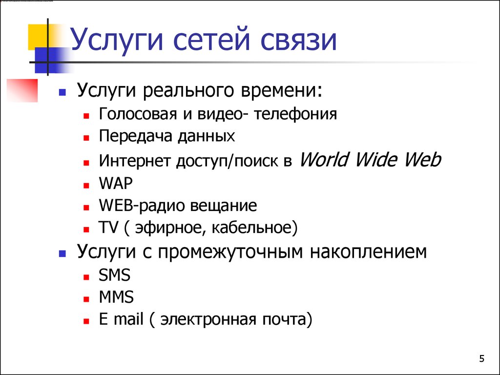 Услуги сетей связи