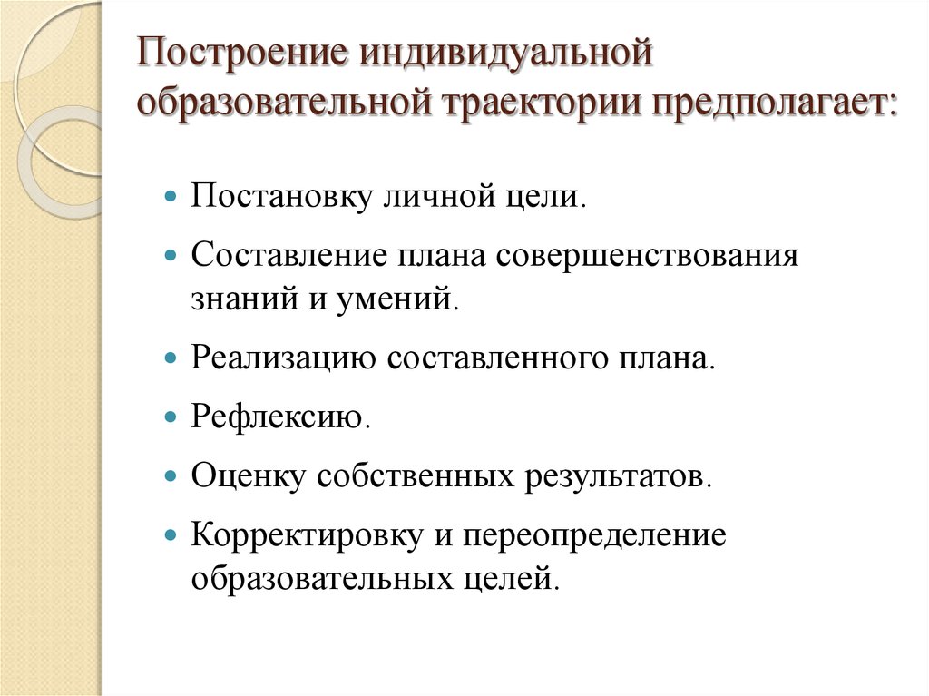 Построение образовательных траекторий и планов для самоопределения обучающихся