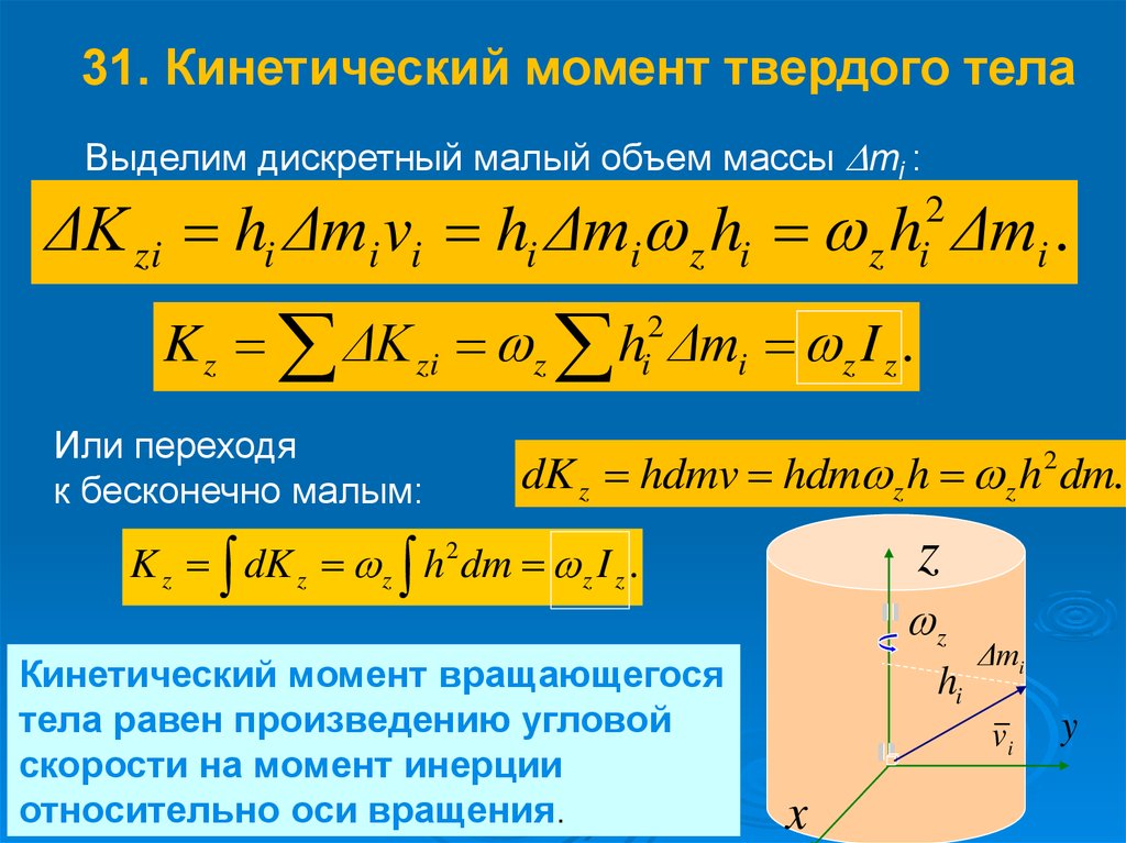 Момент вращающегося тела. Кинетический момент вращающегося твердого тела. Кинетический момент механической системы. Кинетический момент диска относительно оси вращения равен. Определить кинетический момент стержня относительно оси вращения..