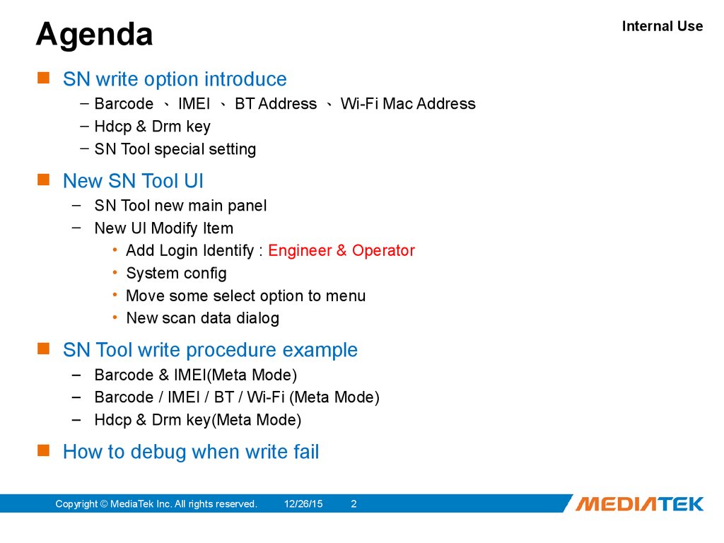 MediaTek. SN tool introduce 28/28/28 - online presentation