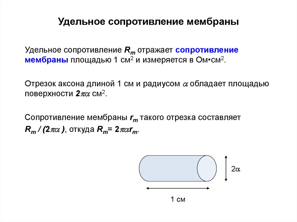 Сопротивление ом см. Удельная электрическая емкость мембраны аксона. Удельное сопротивление мембраны формула. Удельное сопротивление мембраны клетки формула. Удельная электрическая емкость мембраны аксона 0.5.