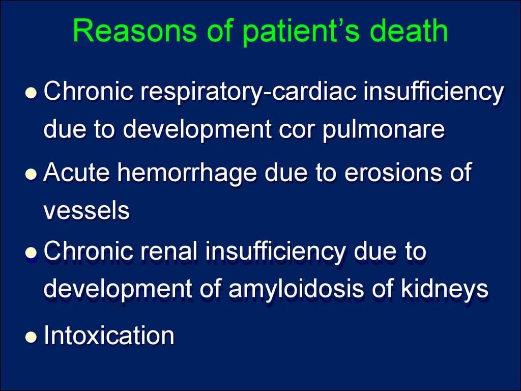 Reasons of patient’s death