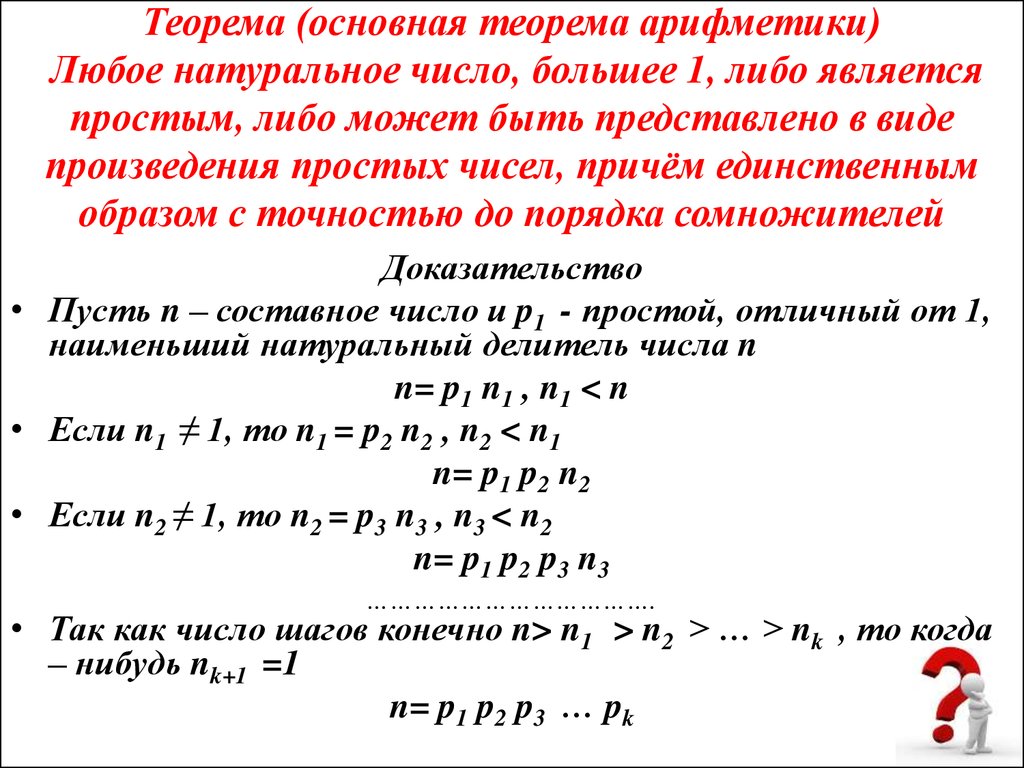 Любое число является. Формулировка основной теоремы арифметики. Основная теорема арифметики для многочленов. Докажите основную теорему арифметики.. Основная теорема арифметики о разложении числа на простые множители.