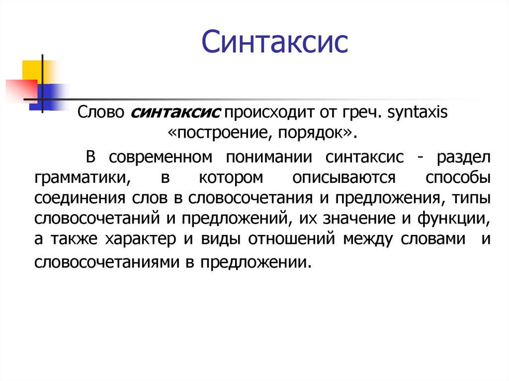 Синтаксис презентация. Синтаксис. Синтаксис слова. Понятие синтаксиса. Предмет и задачи синтаксиса.