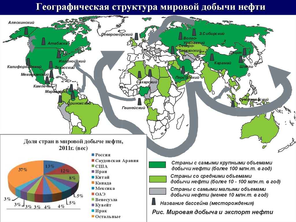 Природный газ на географической карте