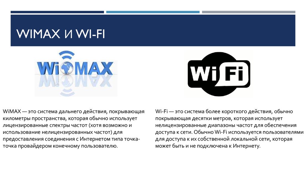 Wimax и wi-fI