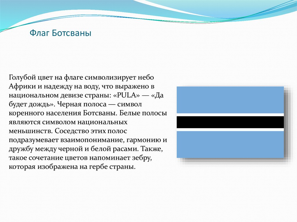 Флаг какой страны черно голубой. Что символизирует флаг. Флаг Ботсвана для презентации. Что символизирует флаг нигера.