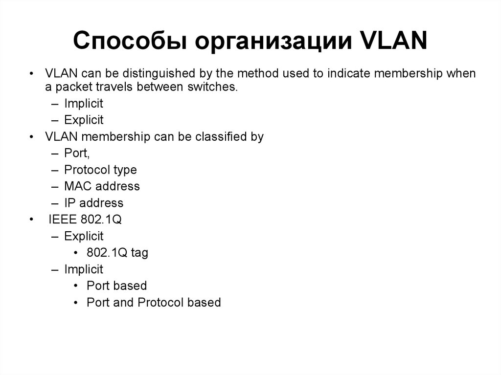 Способы организации VLAN