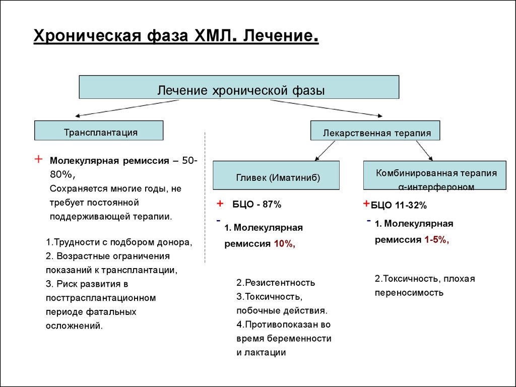 Виды лечения хронического. Хронический миелолейкоз (ХМЛ). ХМЛ хроническая фаза. Принципы терапии хронического миелолейкоза. Фазы лечения хронического миелолейкоза.