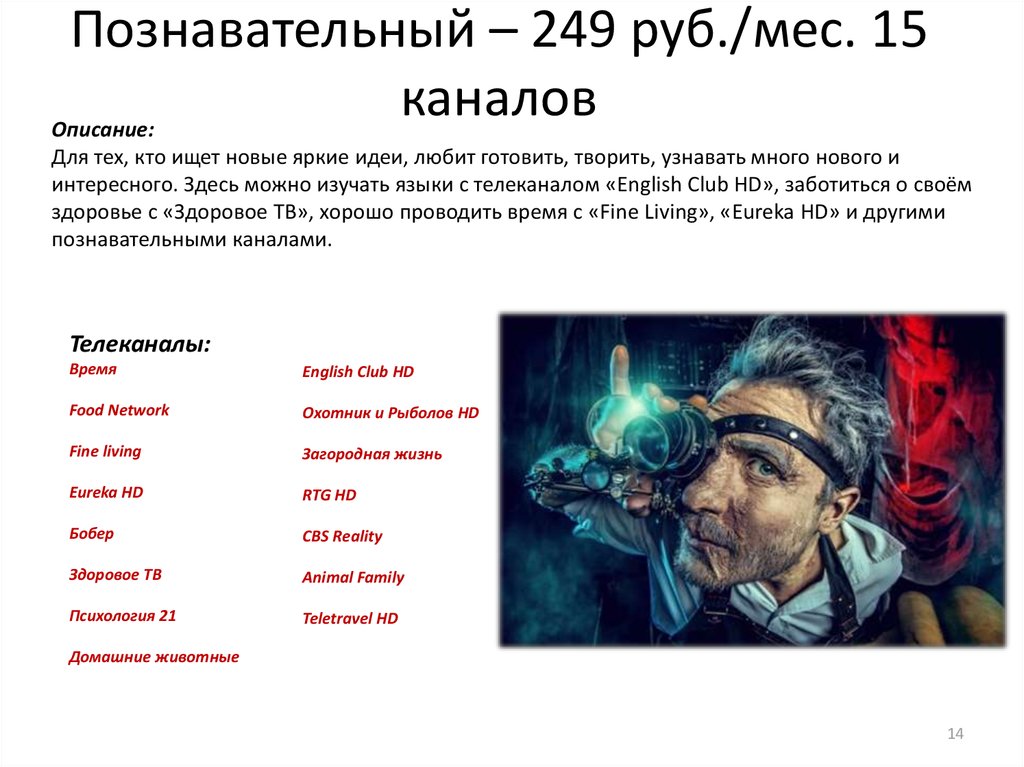 Познавательный – 249 руб./мес. 15 каналов