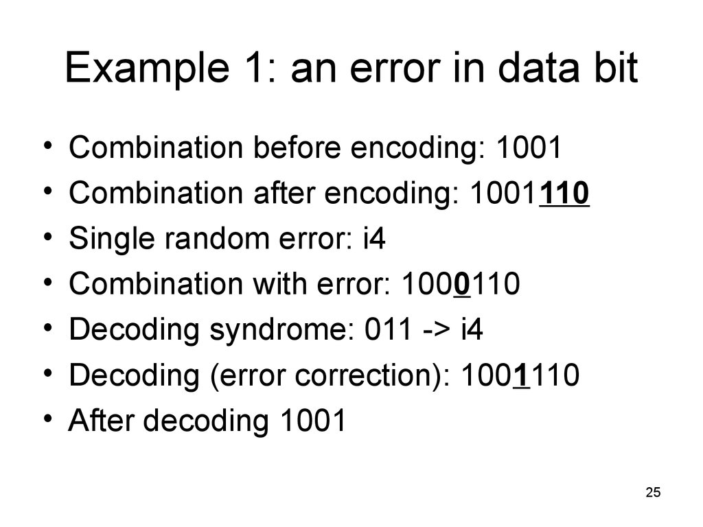 Example 1: an error in data bit