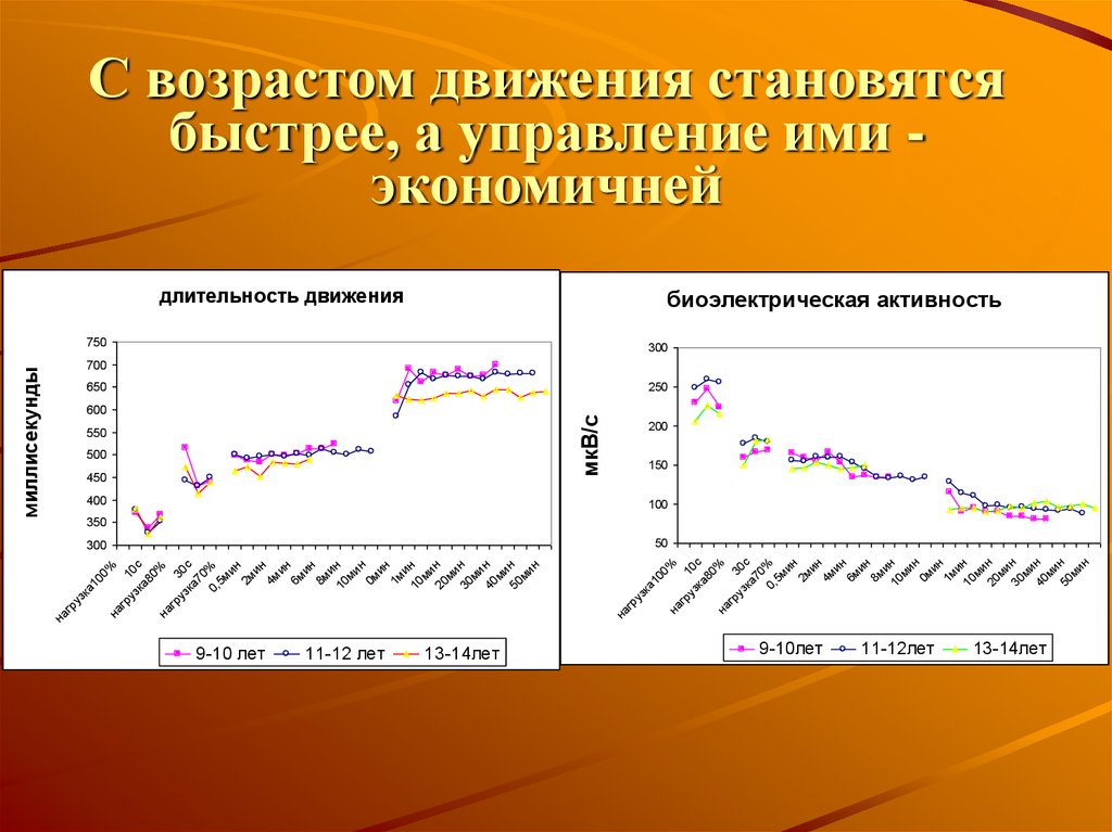 Длительность движений. Длительность движения. Возрастные особенности мышц.