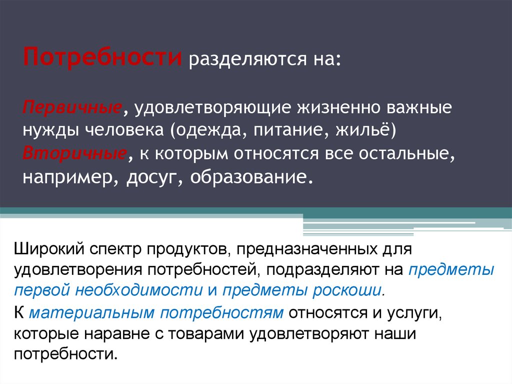 Удовлетворение потребностей человека экономика