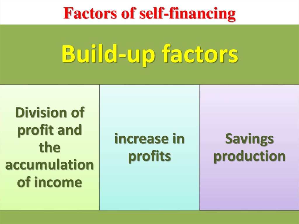 Factors of self-financing