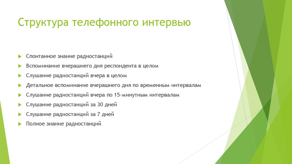 Структура телефонного интервью