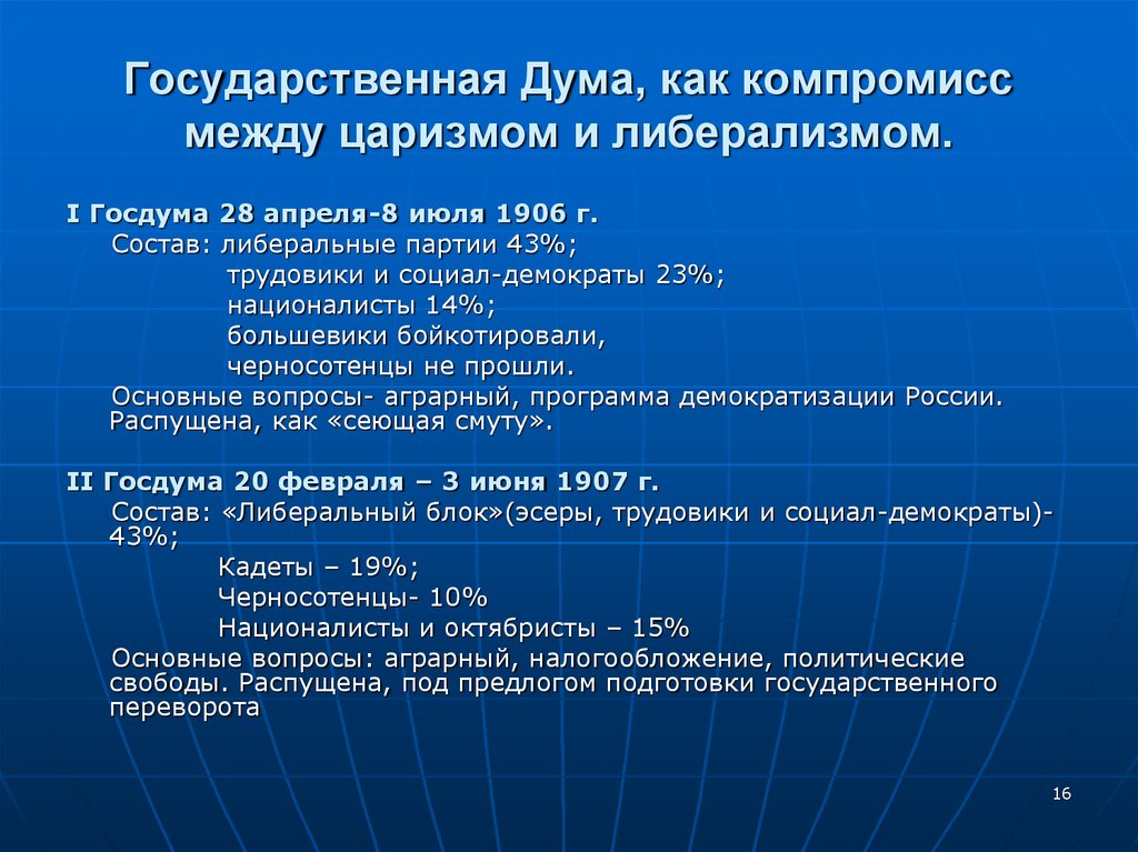 Результат 1 государственной думы