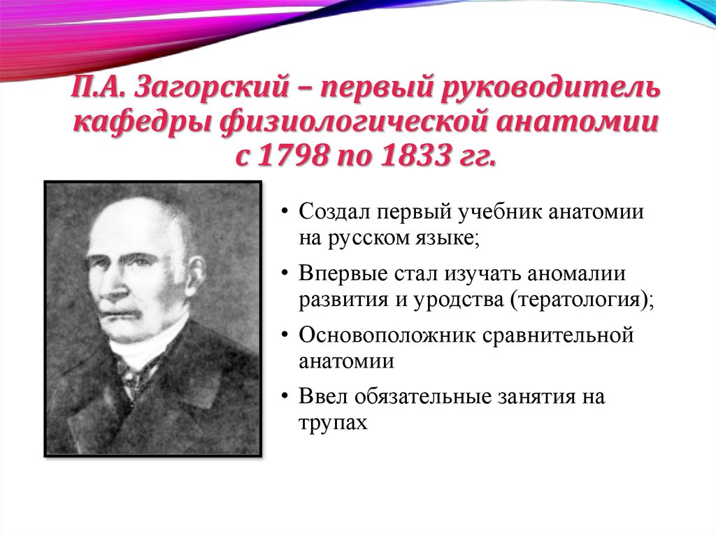 Вклад п. Загорский Петр Андреевич. Загорский Петр Андреевич научная анатомическая школа. П А Загорский вклад в анатомию. П А Загорский вклад в медицину.