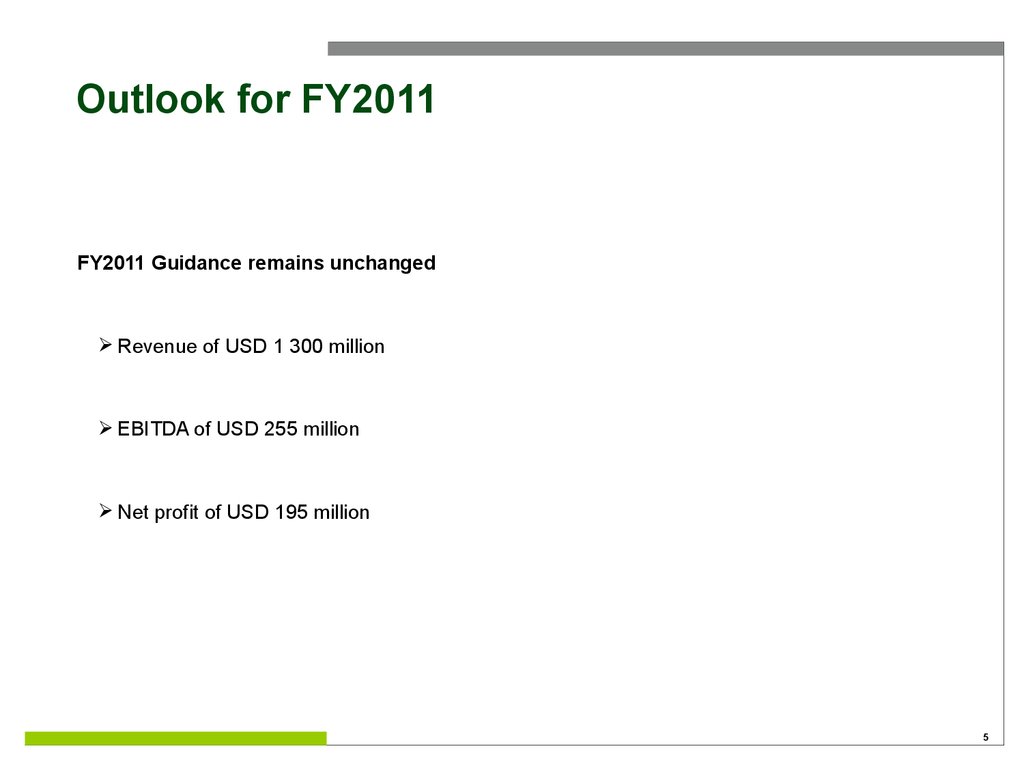 Outlook for FY2011