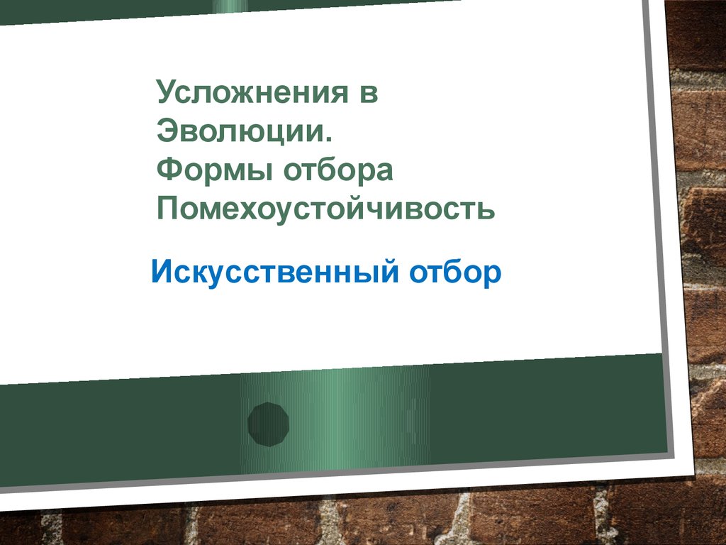 Усложнения в Эволюции. Формы отбора. Помехоустойчивость. Искусственный отбор  - презентация онлайн