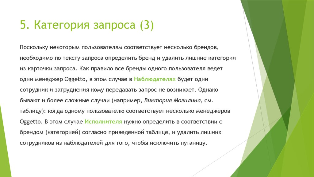 Соответствует запросу. Категории запросов. Этапы обработки запроса. Категории просьб.